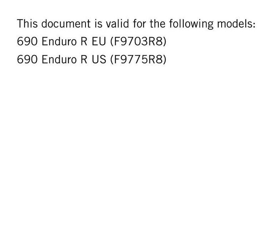 KTM 2018 - 690 Enduro R - Service Workshop Repair Manual