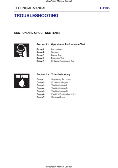 Fiat Kobelco - EX135 Excavator - Technical Manual - Troubleshooting