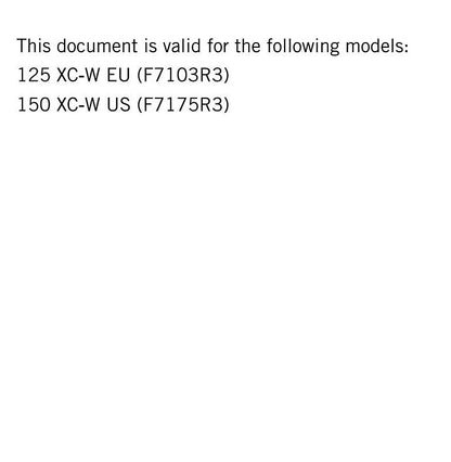 KTM 2018 - 125 150 XC-W - Service Workshop Repair Manual