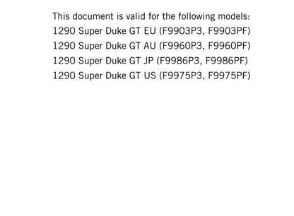 KTM 2016 - 1290 Super Duke GT - Service Workshop Repair Manual
