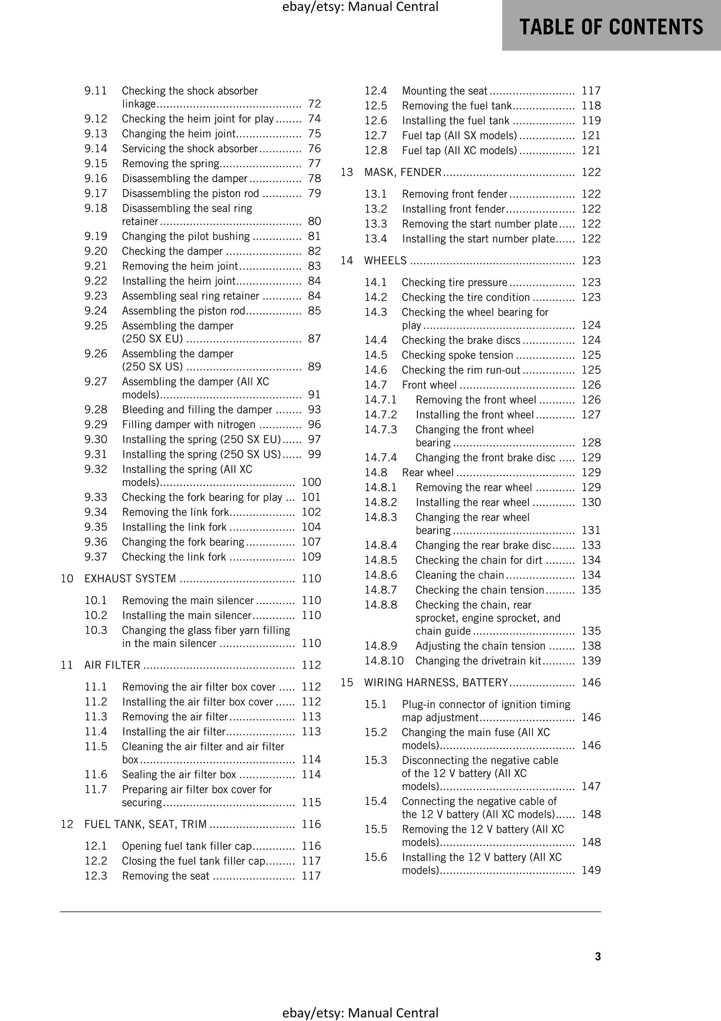 KTM 2018 - 250 300 SX XC - Service Workshop Repair Manual