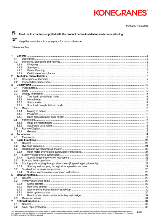 Konecranes - Hoist Control Device - Workshop Service Repair Manual