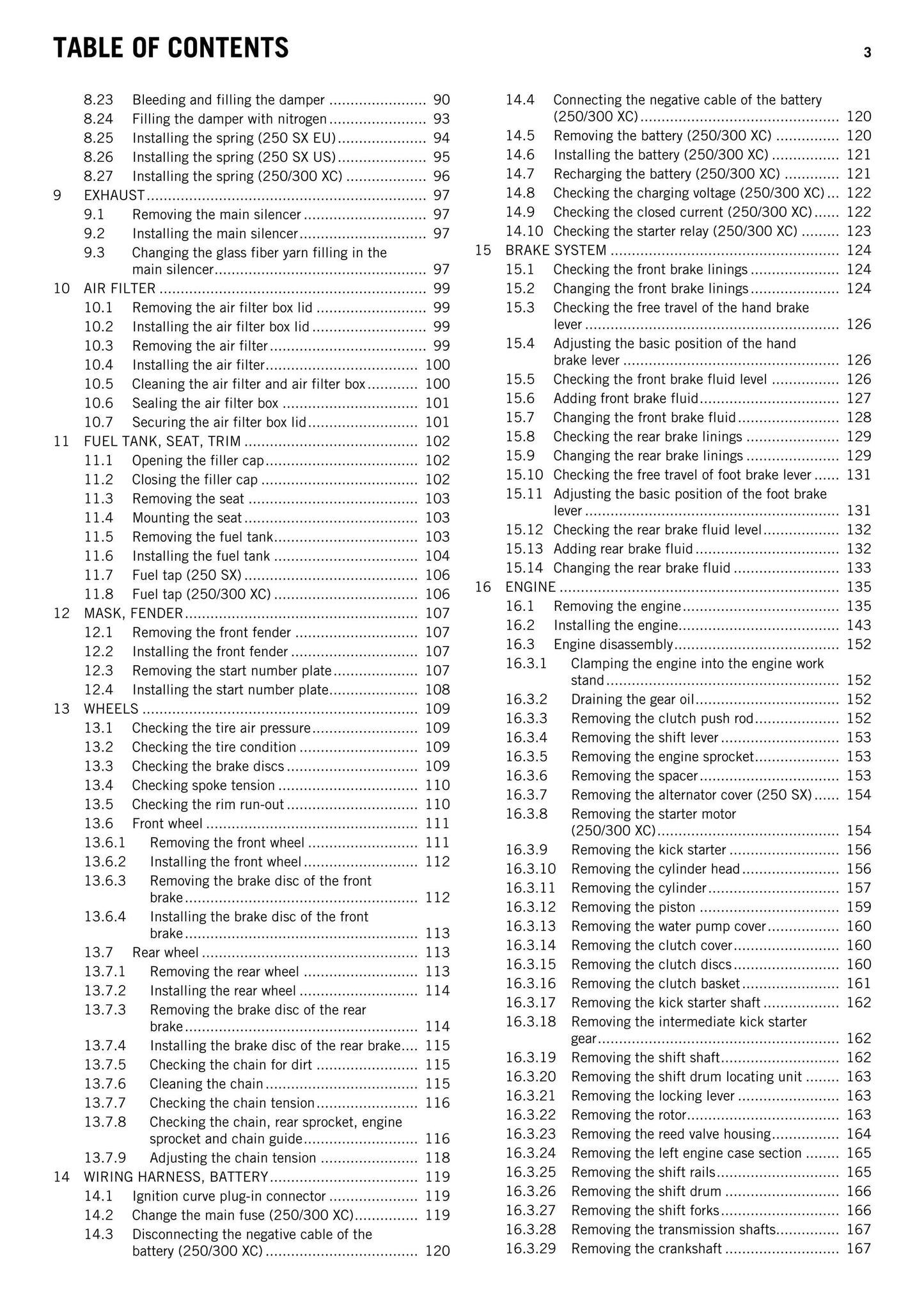 KTM 2015 - 250 300 SX XC Eu Us - Service Workshop Repair Manual