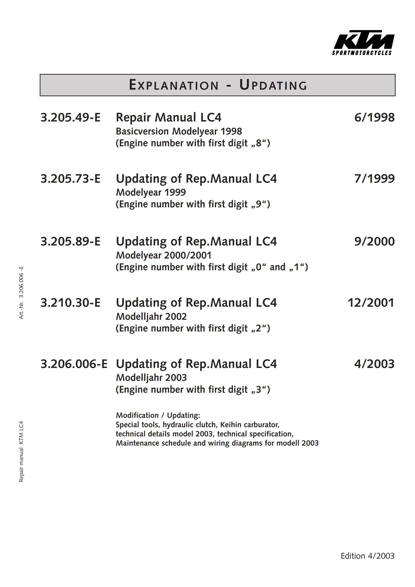 KTM 1998  1999 2000 2001 2002 2003 2004 2005 - 400 540 620 640 SXC SC LC4 LC4-E Supermoto- Engine - Service Workshop Repair Manual