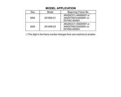 Kawasaki Ninja ZX-10R - 2004 2005 - Workshop Service Repair Manual