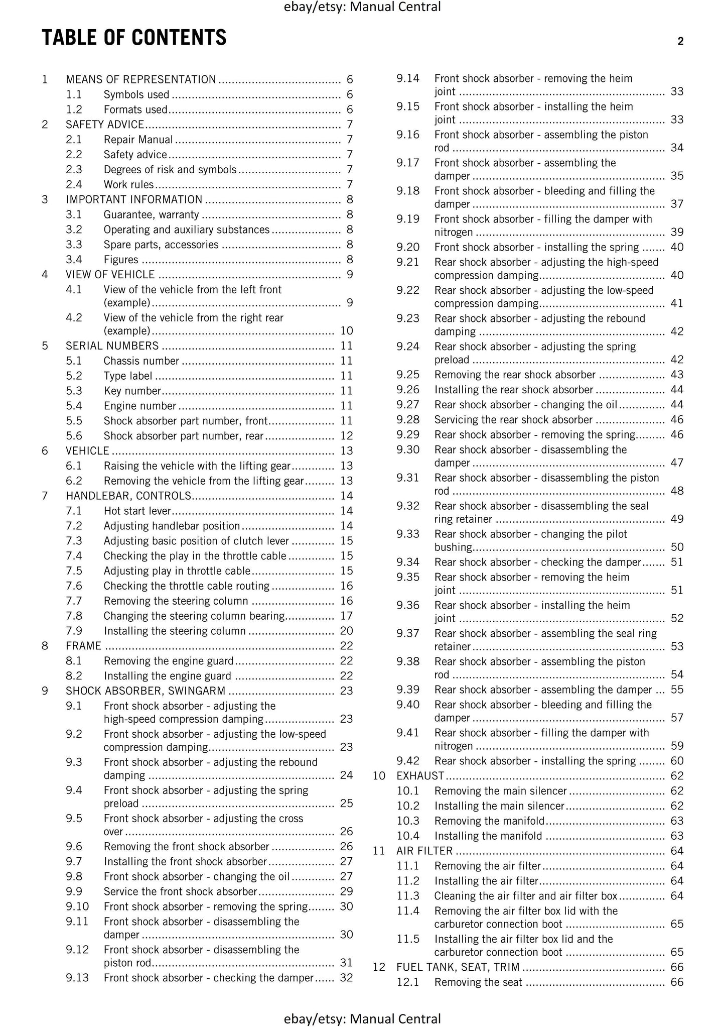 KTM ATV 2012 - 505 Sx Atv - Service Workshop Repair Manual