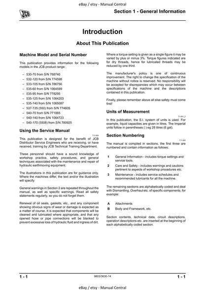 JCB Side Engine Loadalls - 1983 to 2004 - 530-70 532-120 533-105 535-60 535-95 - Service Workshop Repair Manual