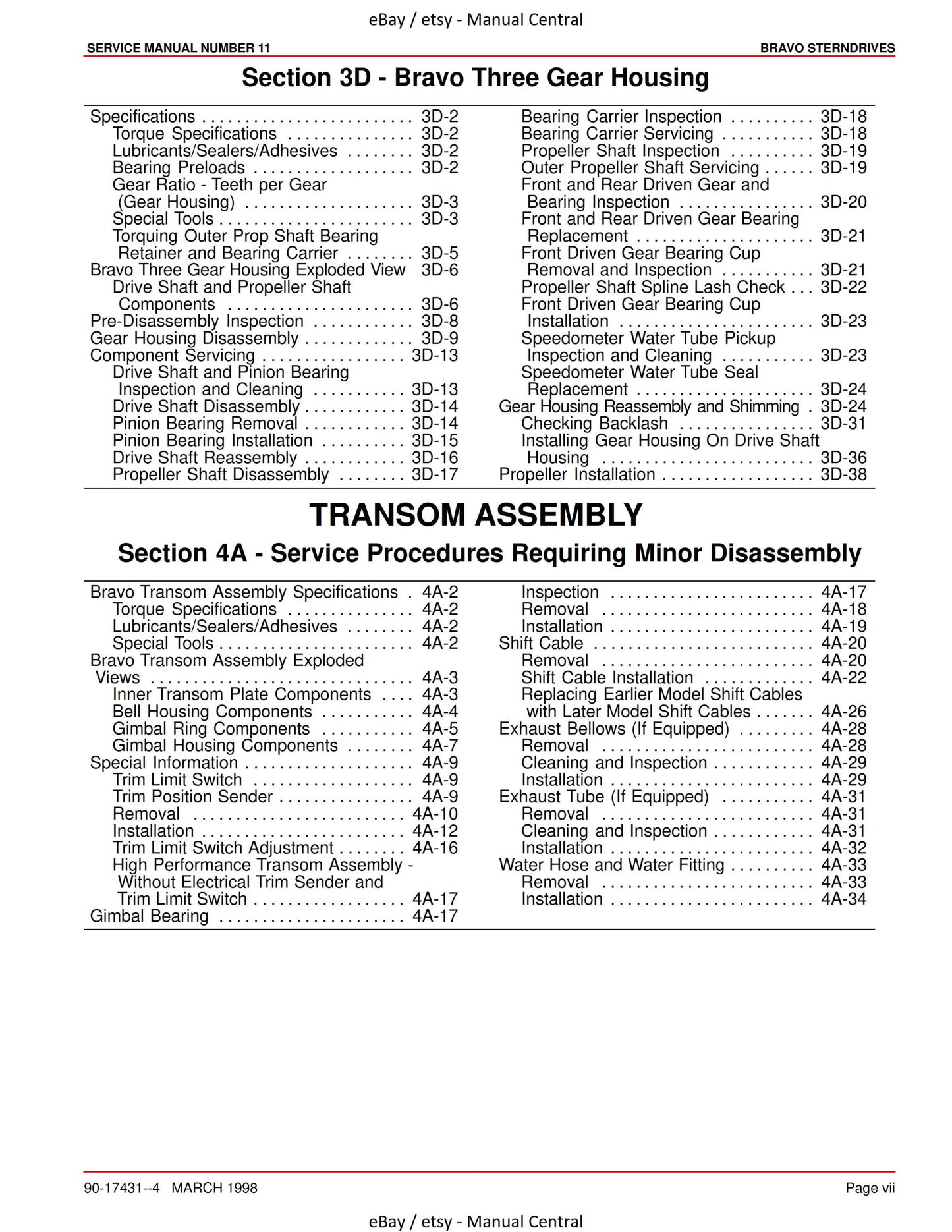 Mercury Mercruiser Service Manual 11 - Bravo Sterndrives