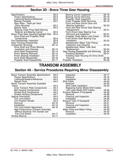 Mercury Mercruiser Service Manual 11 - Bravo Sterndrives