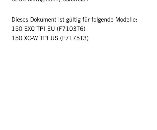 German Language - KTM 2020 - 150 Exc Xc-w Tpi - Reparaturanleitung - Service Workshop Repair Manual
