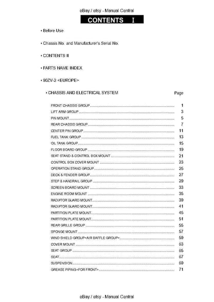 Kawasaki 90ZV-2 Wheel Loader - Part Catalog Manual