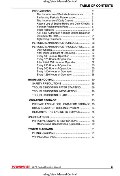 Yanmar Marine Engine - 6LPA STP2 STZP2 Operation Manual