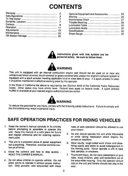 Cub Cadet - 1315 1320 Lawn Tractor Owners Manual