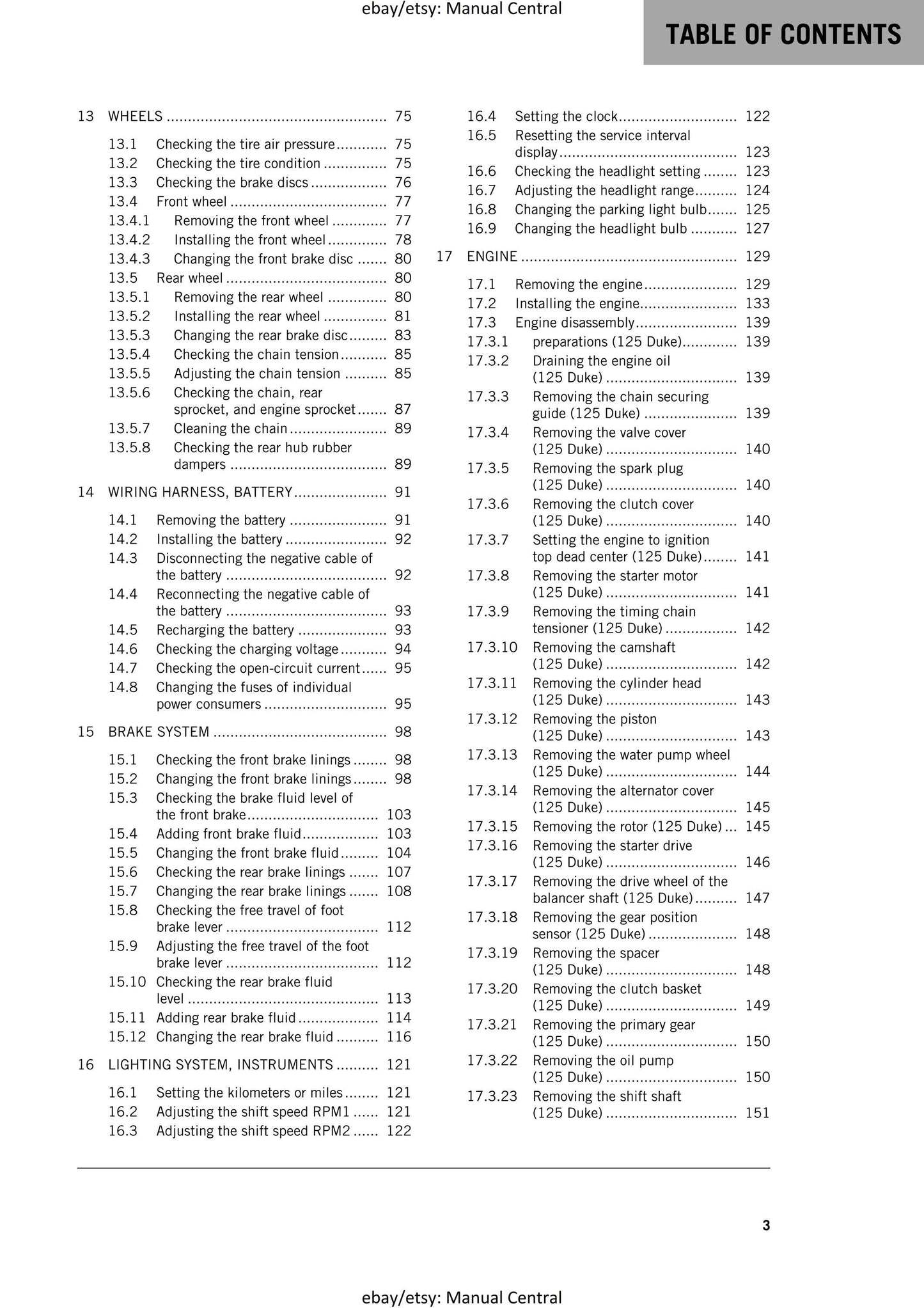 KTM 2016 - 125 200 DUKE - Service Workshop Repair Manual
