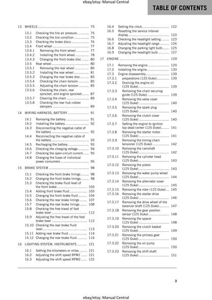 KTM 2016 - 125 200 DUKE - Service Workshop Repair Manual