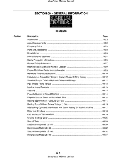 New Holland - Skid Steer LS180 LS190 - Workshop Service Repair Manual