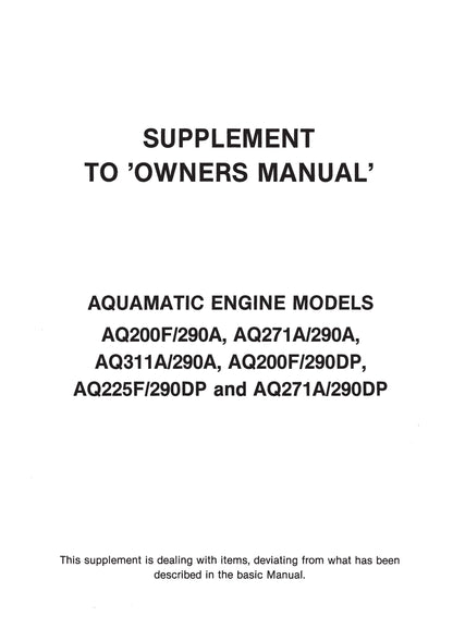 Volvo Penta - Operators Manual - AQ175 AQ200 AQ225 AQ260 AQ271 AQ290 AQ311 Drives 275 290 290DP