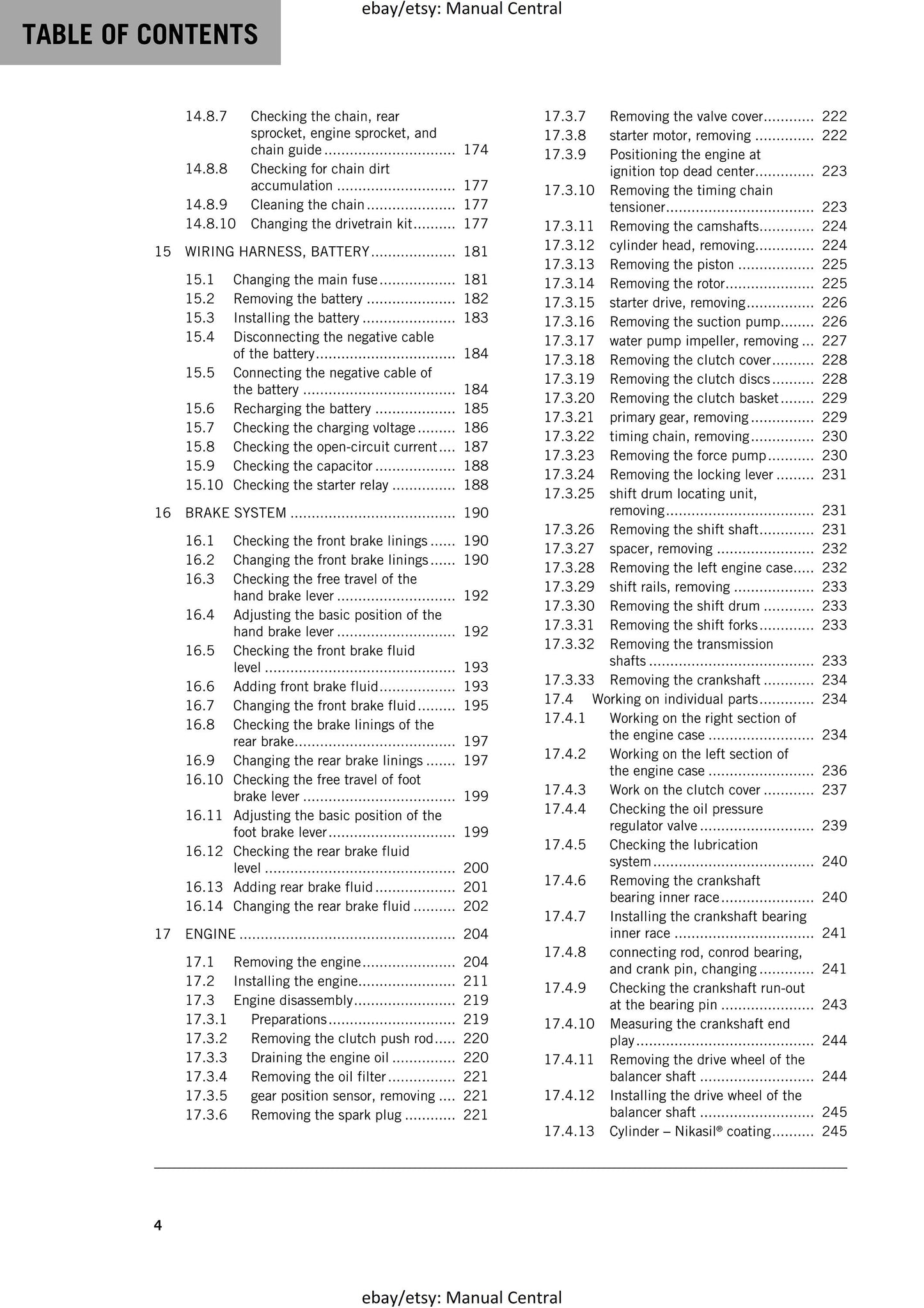 KTM 2017 - 250 XC-F SX-F Factory Edition - Service Workshop Repair Manual