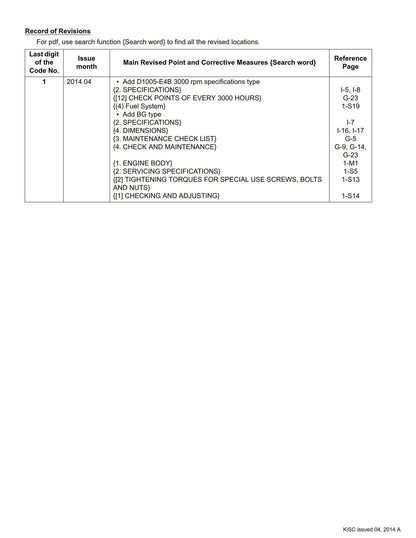Kubota Diesel Engine - 05-e4b 05e4bg Series - Workshop Service Repair Manual