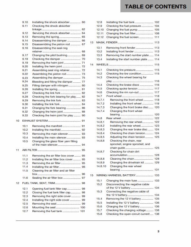 Husqvarna 2017 - FC 250 - Service Workshop Repair Manual