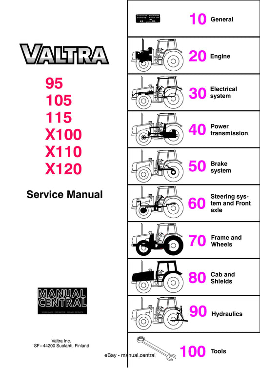 Valtra Tractor - 95 105 115 x100 x110 x120 - service workshop repair manual