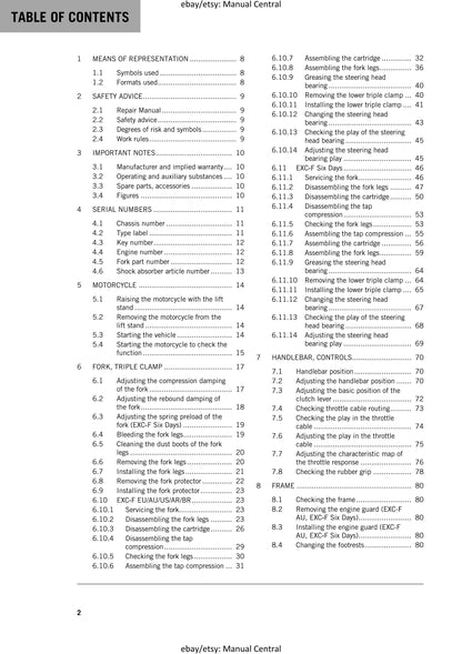 KTM 2019 -250 Exc-f Six Days - Service Workshop Repair Manual