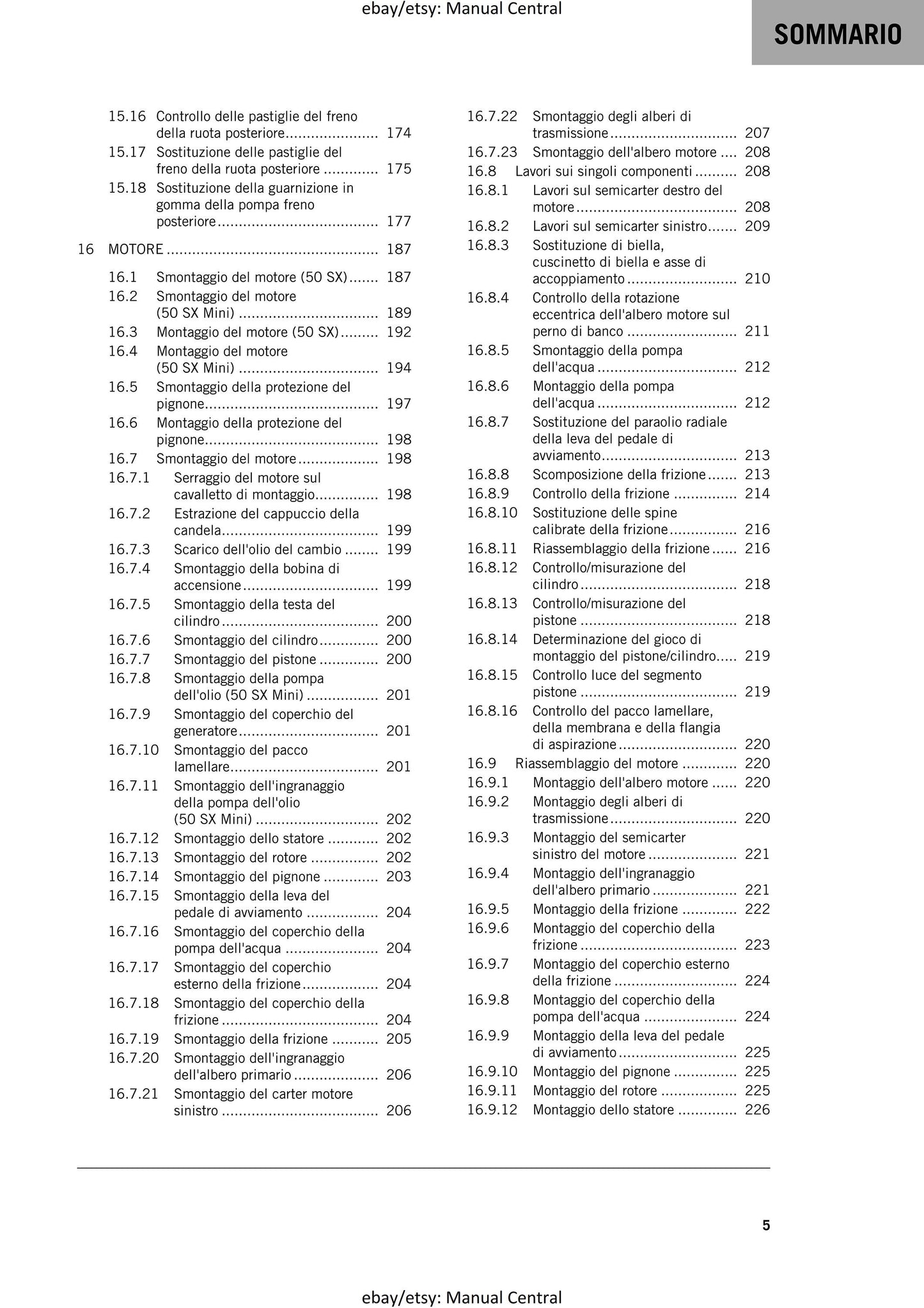PDF - Italian Language - KTM 2019 - 50 SX & Mini - Manuale Di Riparazione