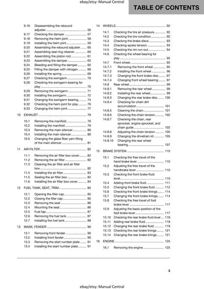 Husqvarna 2017 - TC 85 17/14 19/16 - Service Workshop Repair Manual