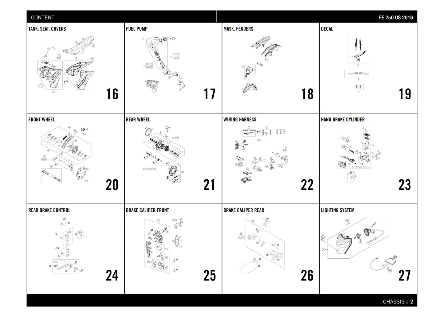 Husqvarna 2016 FE 250 US- Parts Manual Catalog