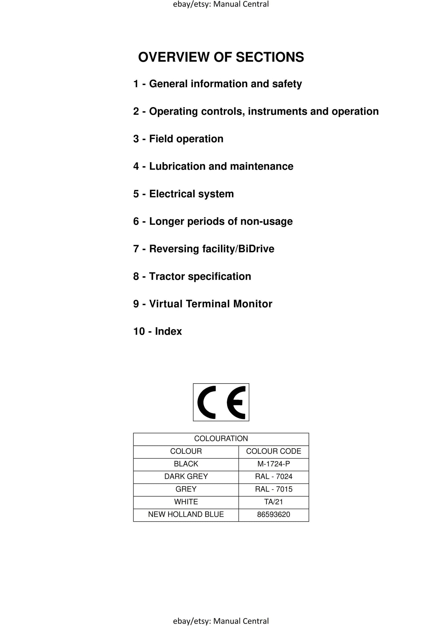 New Holland - TVT 135 145 155 170 195 Operator Manual