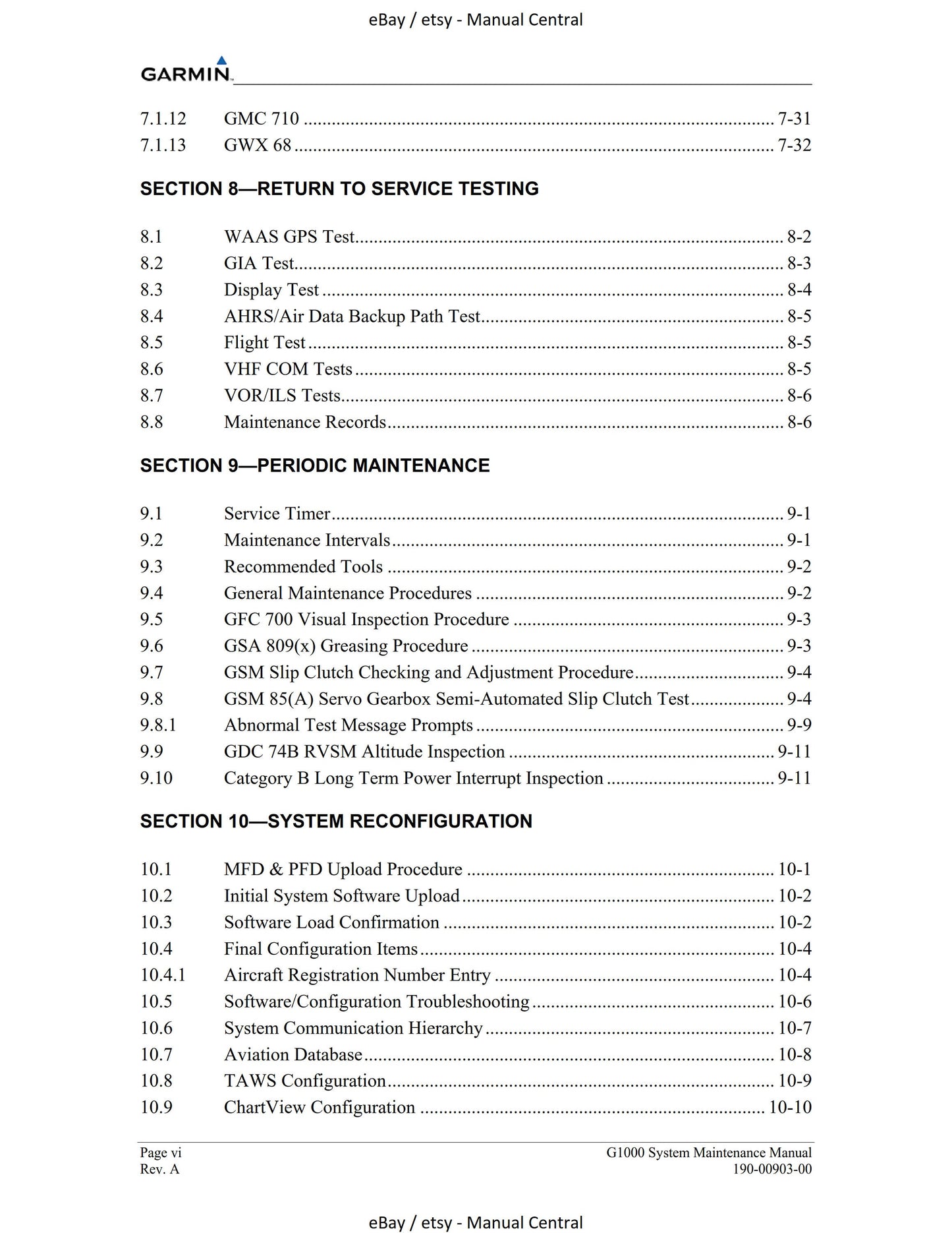 Garmin G1000 - System Maintenance Manual - LJ VLJ Aircraft