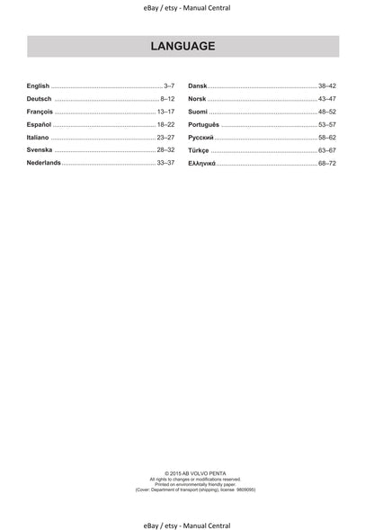 Volvo Penta - D4 D6 Solas - Operator Manual Supplement