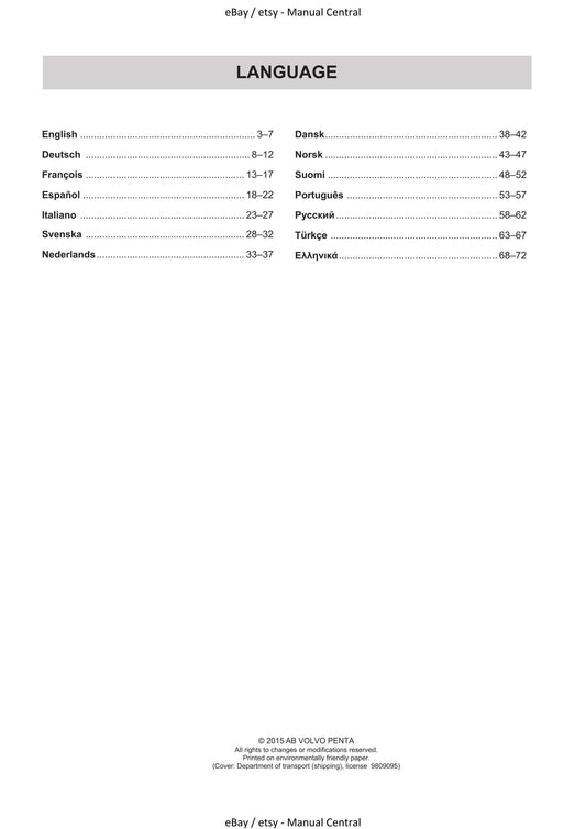 Volvo Penta - D4 D6 Solas - Operator Manual Supplement