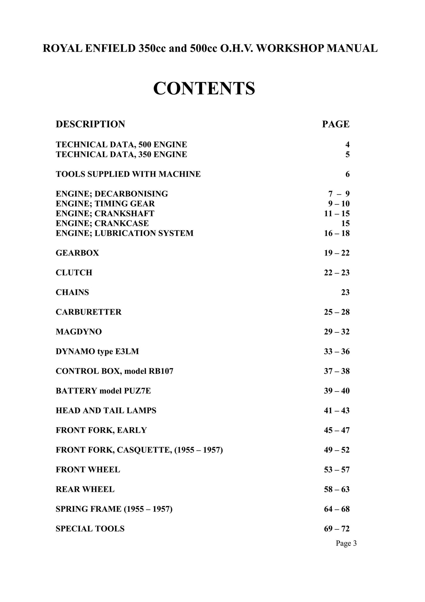 1946 to 1957 Royal Enfield 350cc OHV G 1945-54, G Deluxe 350 Clipper 1955-57, 500cc OHV J J2 1945-54 - Workshop Service Repair Manual