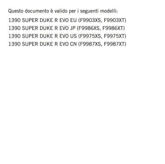 Italian Language - 2024 KTM - 1390 Super Duke R Evo - Manuale Di Riparazione