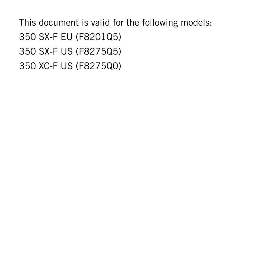 KTM 2017 - 350 Sx-f Xc-f - Service Workshop Repair Manual