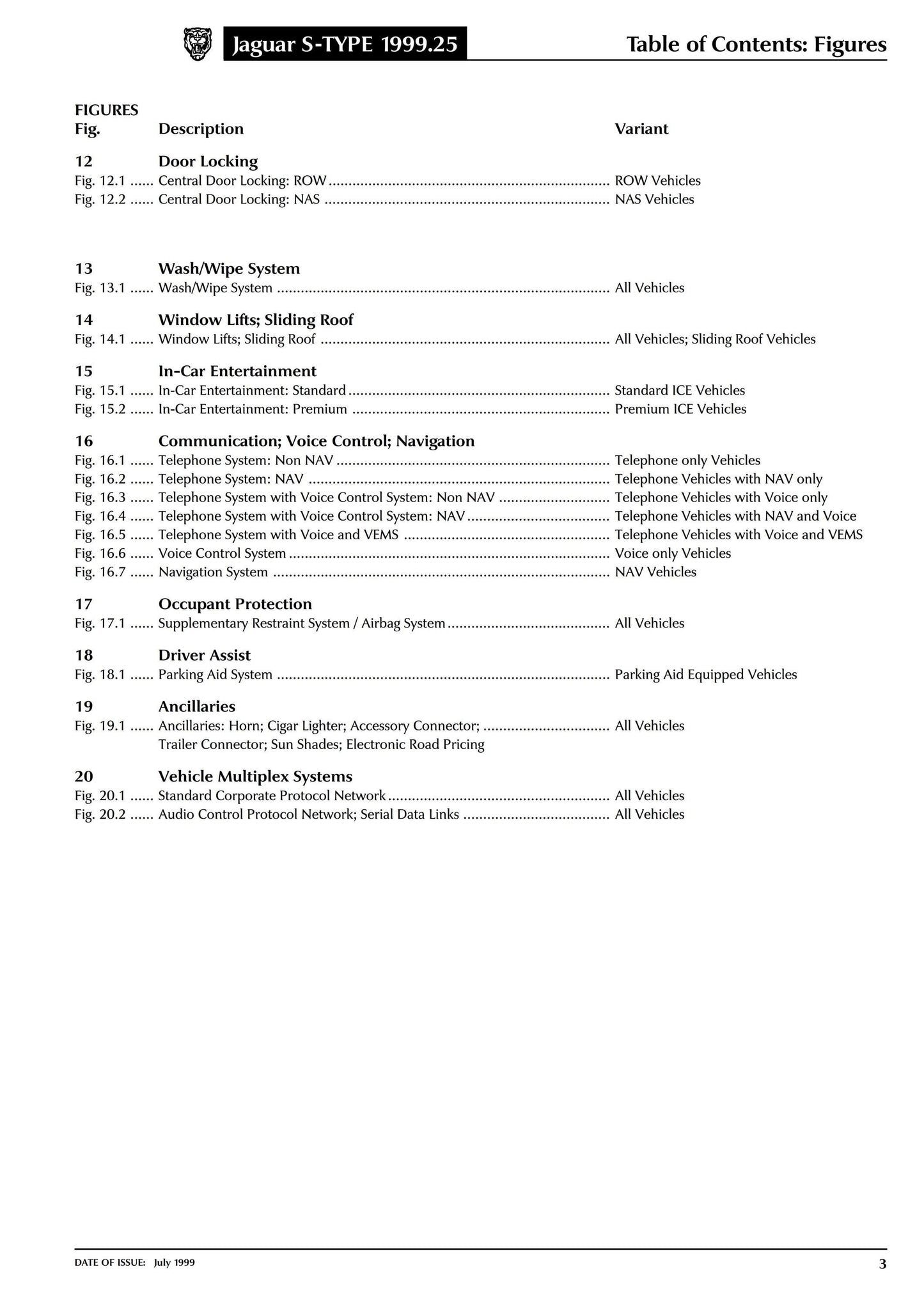 Jaguar S-Type - 1999.25 Model Year - Electrical Guide - Circuit Wiring Diagrams
