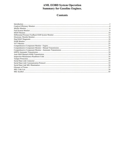 Aston Martin On Board Diagnostics OBD Summary Documentation 2009 Edition