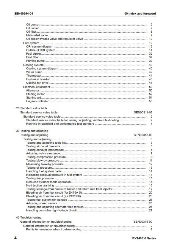 Komatsu Engine 12v140e-3 Series - Shop Manual - Service Workshop Repair Manual