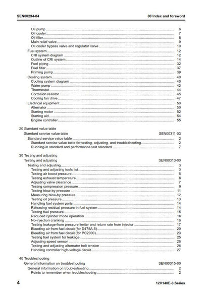 Komatsu Engine 12v140e-3 Series - Shop Manual - Service Workshop Repair Manual