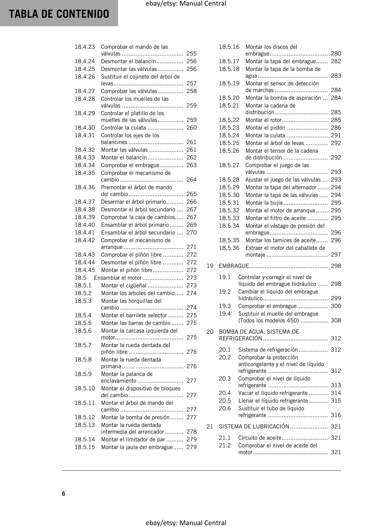 PDF - Spanish Language - KTM 2020 - 450 500 Exc-f Six Days Xcf-w - Manual de Reparacion