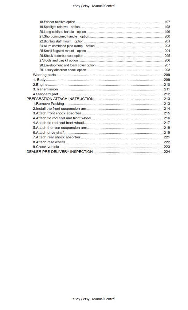 Joyner Off Road Vehicle - JNSZ1100SVB Owners Parts Service Workshop Repair Manual