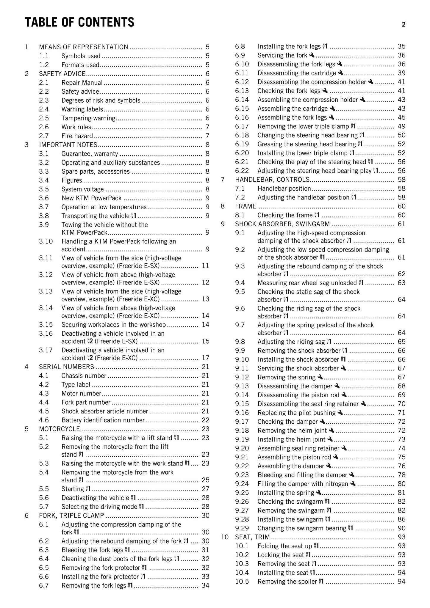 KTM 2015 - Freeride E-SX E-XC - Service Workshop Repair Manual