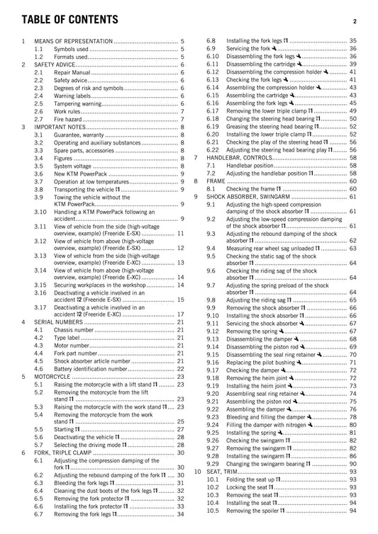 KTM 2015 - Freeride E-SX E-XC - Service Workshop Repair Manual