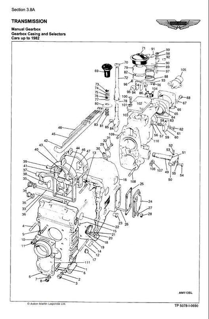Aston Martin V8 Saloon Volante Vantage - Parts Manual