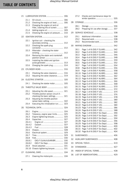 KTM 2019 -250 Exc-f Six Days - Service Workshop Repair Manual