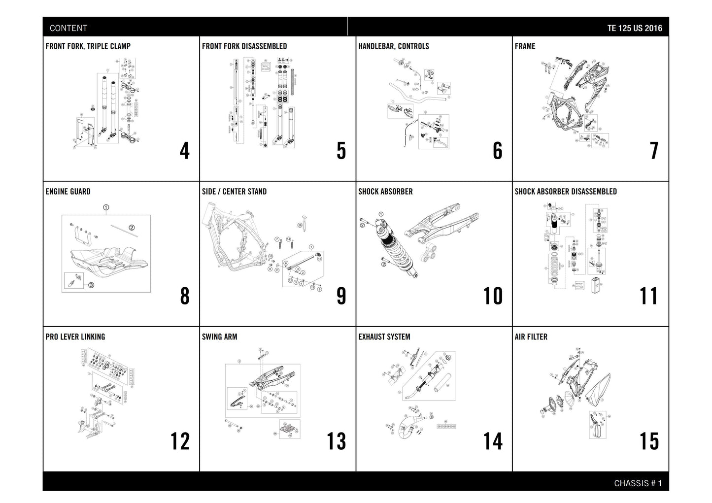 Husqvarna 2016 TE 125 US- Parts Manual Catalog
