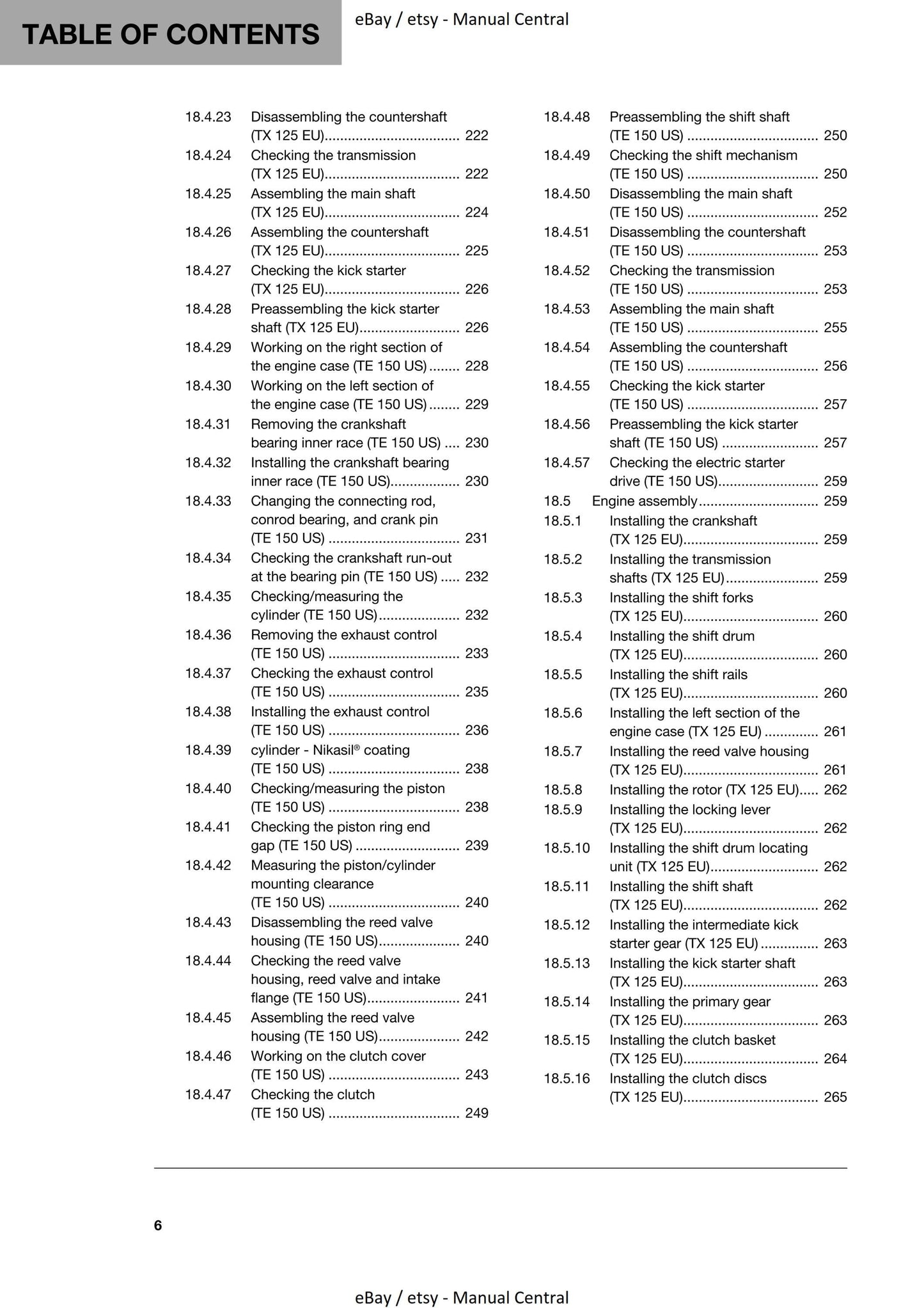 Husqvarna 2019 - TX 125 TE 150 - Workshop Service Repair Manual