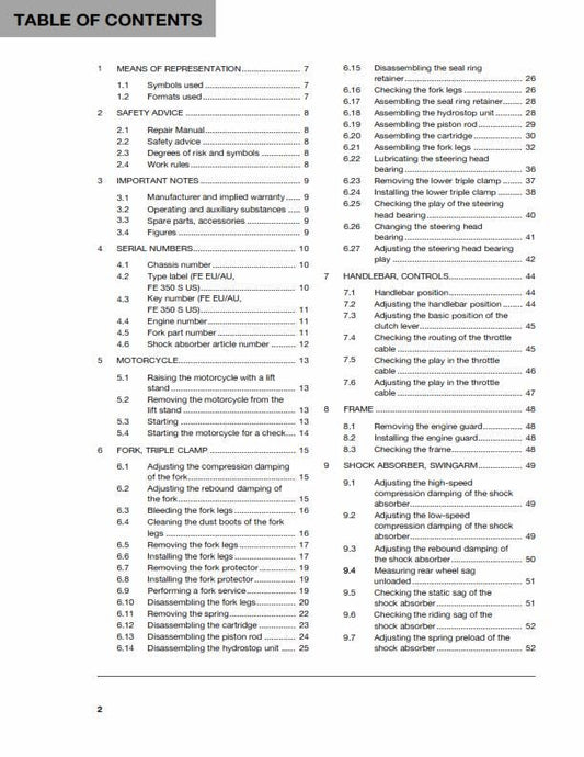 Husqvarna 2016 - FE 350 - Service Workshop Repair Manual