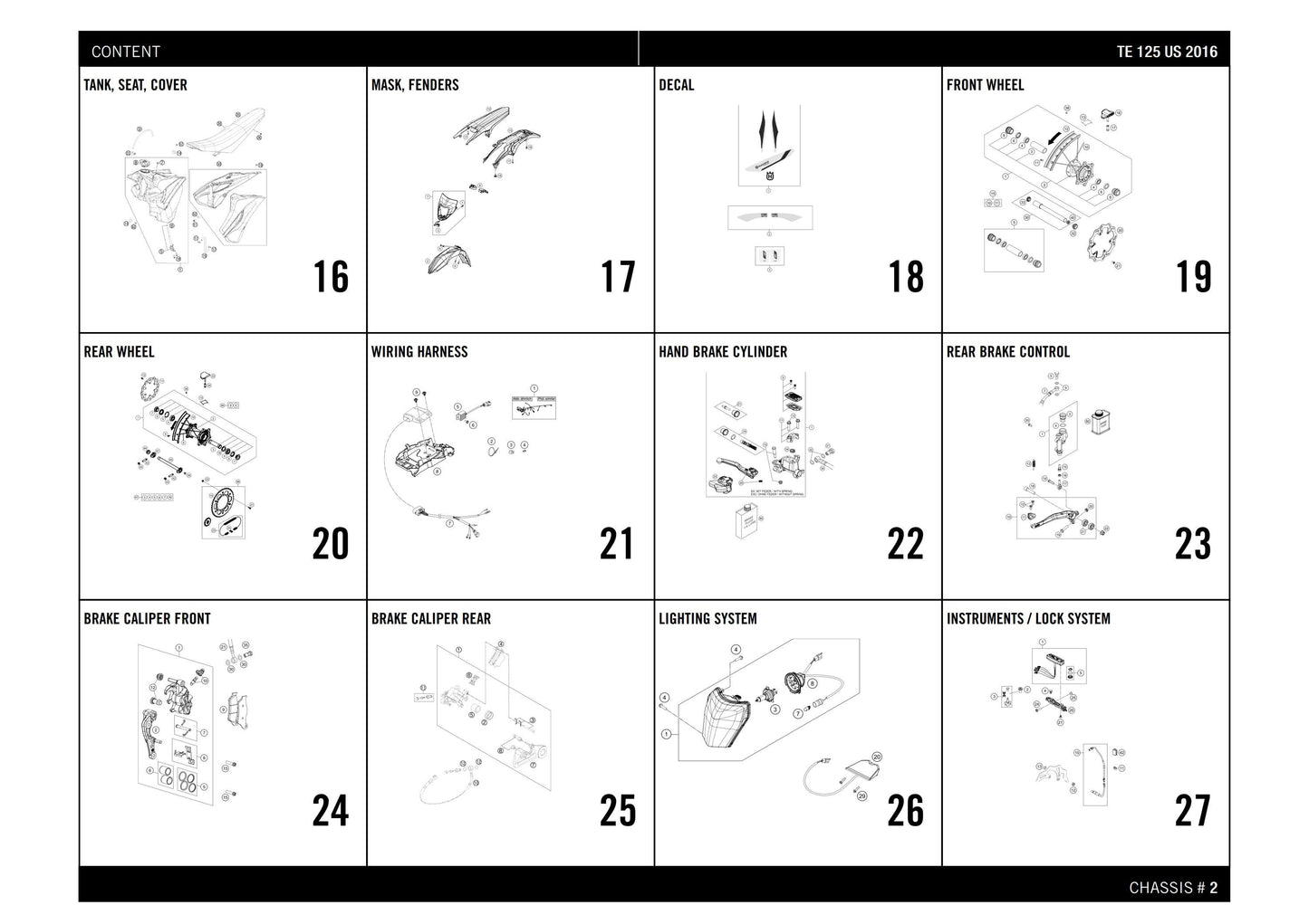 Husqvarna 2016 TE 125 US- Parts Manual Catalog